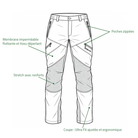 Pantalon de chasse Somlys 651 Ultra Light vert imperméable