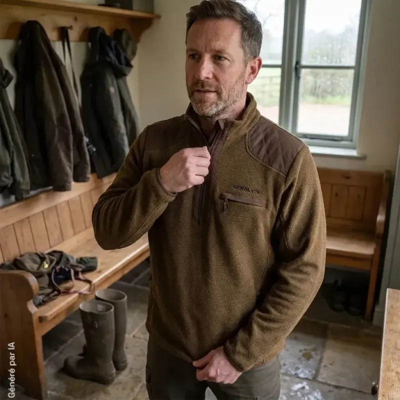 Pull Imperméable Demi-Zip pour Extérieur et Jardin