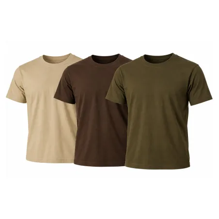 Lot de 3 T-shirts coton - Beige, Kaki, Marron