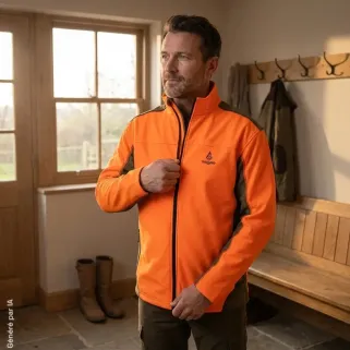 Veste Softshell Eco T317 Orange/Vert - Confort Outdoor