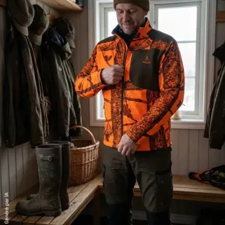 Veste réversible camo orange/vert pour extérieur