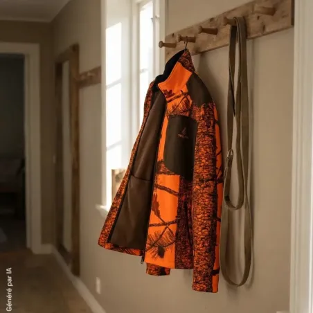 Veste réversible camo orange/vert pour extérieur
