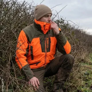 Veste imperméable orange Percussion pour chasseurs