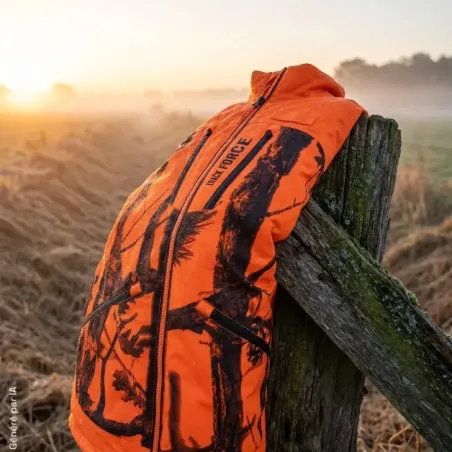 Veste imperméable camouflage orange pour chasse