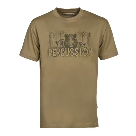 T-shirt Percussion Sanglier beige en coton 180 g/m²