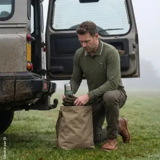Polo Percussion manches longues kaki brodé logo