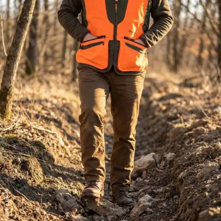Gilet chasse Prohunt Springer orange/kaki confort