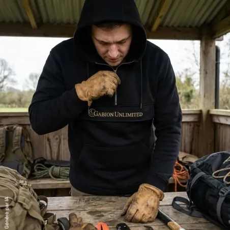Sweat noir à capuche Gabion Unlimited demi-zip Baie