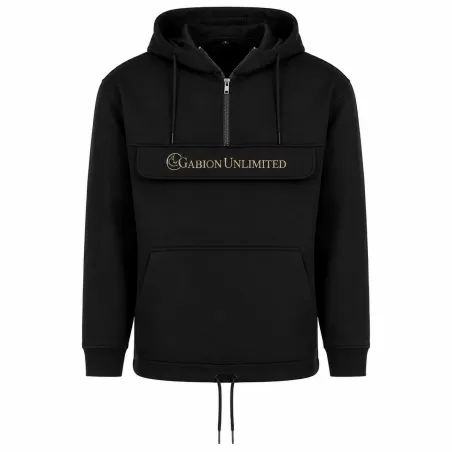 Sweat noir à capuche Gabion Unlimited demi-zip Baie