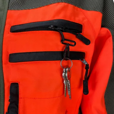 Veste Francital Cerbère orange fluo et vert 11 poches