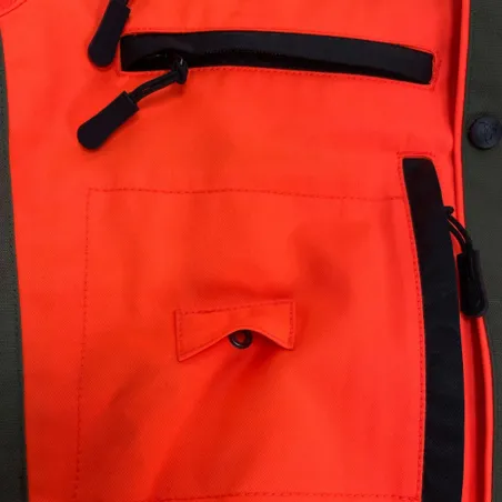 Veste Francital Cerbère orange fluo et vert 11 poches