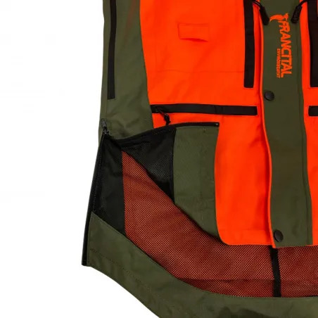 Veste Francital Cerbère orange fluo et vert 11 poches