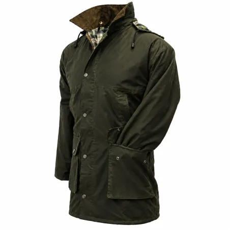 Veste cirée Benson olive à capuche pour extérieur
