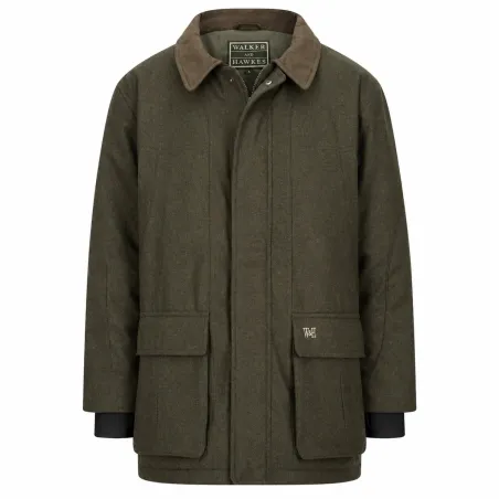 Veste olive Walker & Hawkes en laine pour extérieur