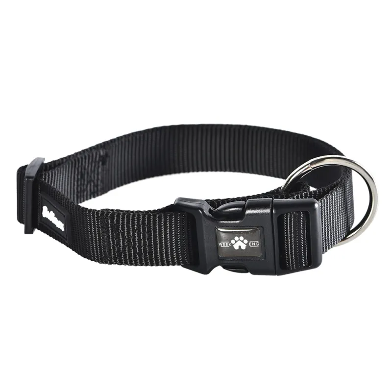 Collier nylon noir ajustable 45-65 cm pour chien