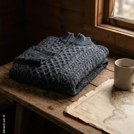 Pull laine mérinos gris anthracite pour extérieur