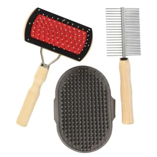 Lot 3 brosses bois érable pour chiens, chats et animaux