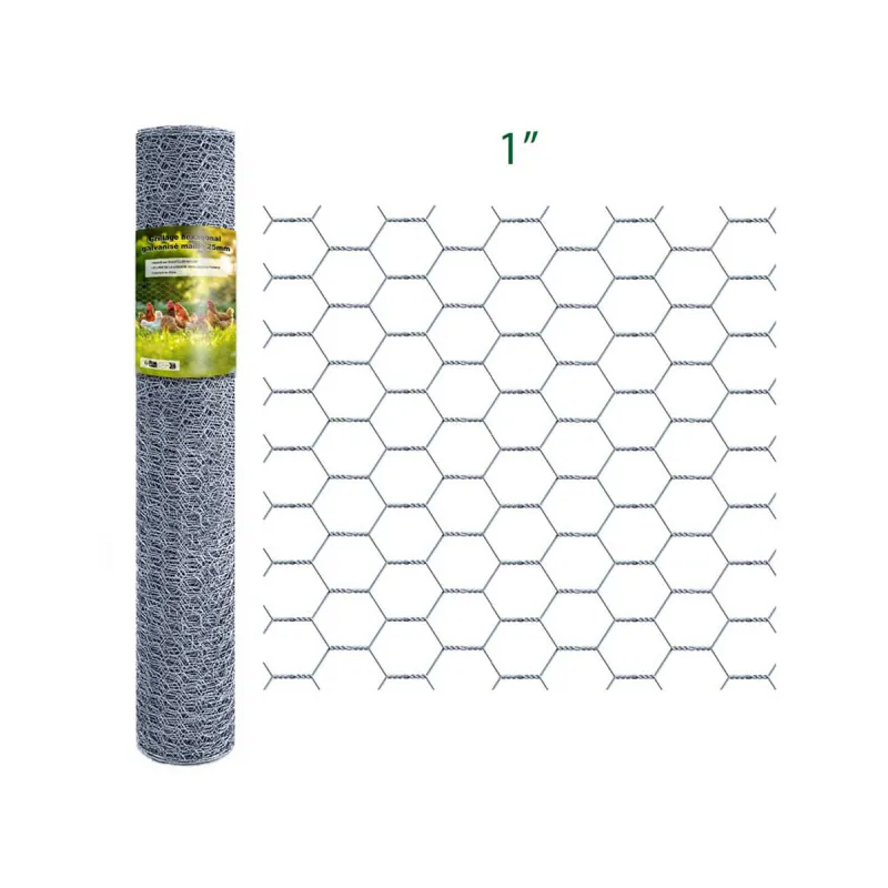 Grillage hexagonal 1m x 10m - Maille 25mm galvanisée