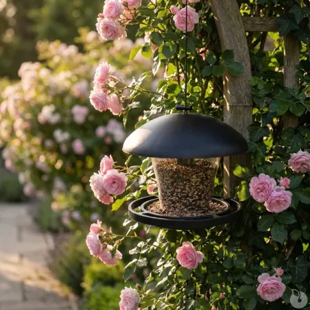 Mangeoire transparente pour oiseaux 19x17 cm avec corde