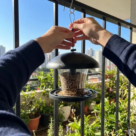 Mangeoire transparente pour oiseaux 19x17 cm avec corde