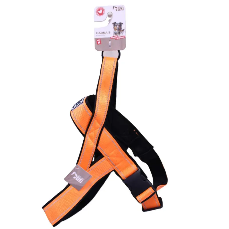 Harnais norvégien réfléchissant orange pour chiens 60-70cm