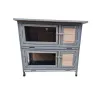 Clapier bois 2 étages pour lapins gris 91,5x45x81,4 cm