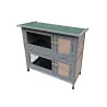 Clapier bois 2 étages pour lapins gris 91,5x45x81,4 cm