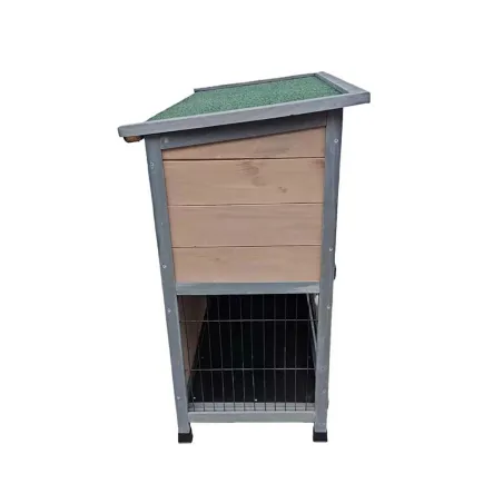Clapier bois 2 étages pour lapins gris 91,5x45x81,4 cm