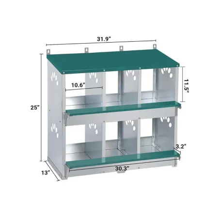 Pondoir 6 cases métal gris/vert - 81x63x33 cm