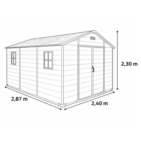 Abri Lys plastique 230 cm - 2 portes - 6,88 m² rangement