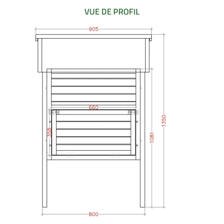 Poulailler surélevé en bois avec pondoir 140x90x135 cm