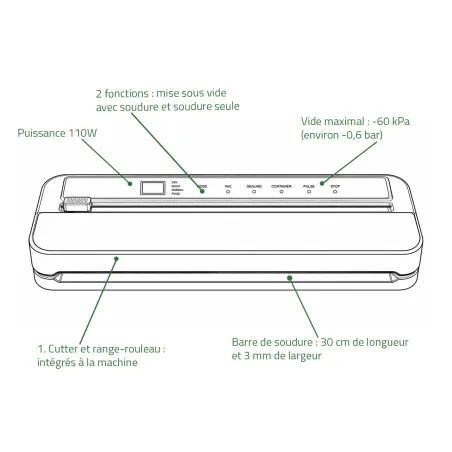 Machine sous vide VS8872 110W soudure 30 cm