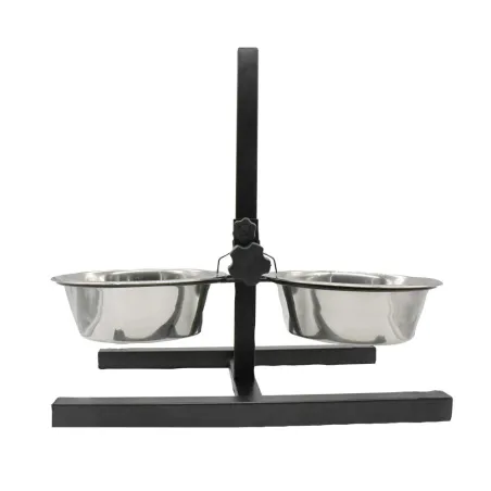 Mangeoire réglable chien avec 2 gamelles inox 19 cm