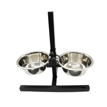 Mangeoire réglable chien avec 2 gamelles inox 19 cm
