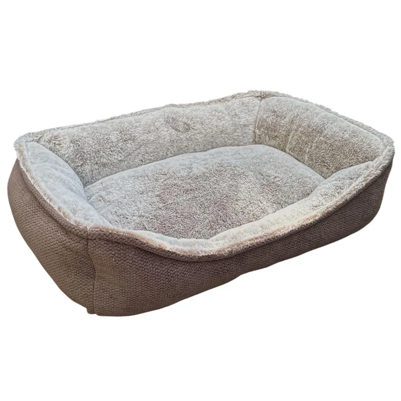 Coussin chien antidérapant 70x55cm - Marron & Beige confort