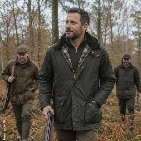 Veste Poacher Walker and Hawkes - Coton ciré vert style anglais