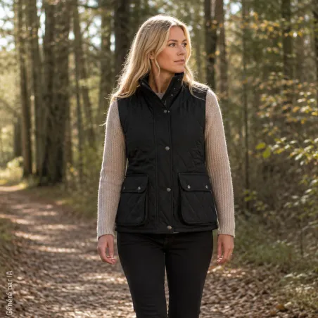 Gilet femme vert olive Walker & Hawkes Haxby coton ciré