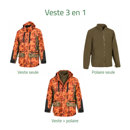 Veste 3 en 1 Prohunt Chamois Viper Blaze orange étanche