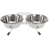 Lot de 2 gamelles inox pour chien avec support 16 cm