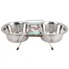 Lot de 2 gamelles inox pour chien avec support 16 cm