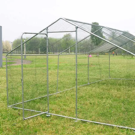 Enclos volailles 6x3x2m - 18m² en tube galvanisé et toile PE