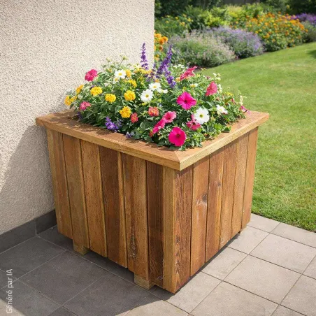 Jardinière carrée bois autoclave 40x40 cm - Extérieur
