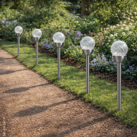 Pack de 5 lampes solaires boule en verre 6x36 cm