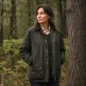 Veste femme coton ciré vert olive pour extérieur