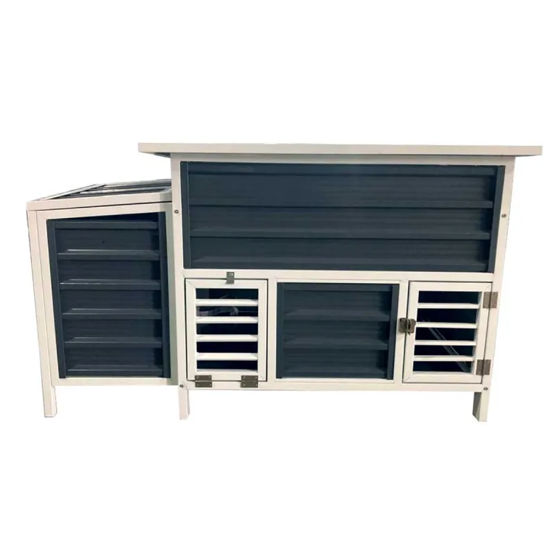 Poulailler métal gris/blanc à toit ouvrant 142x73x82 cm
