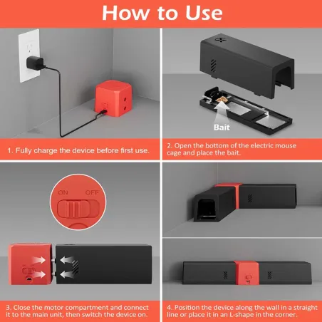 Piège électrique USB 2000V - 2 tunnels - Anti-rongeurs