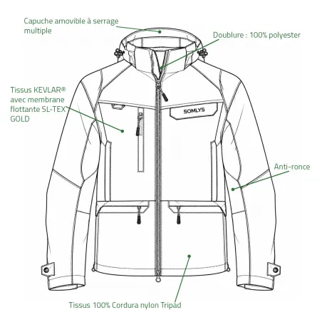 Veste de traque Kevlar Somlys Survivor 454 orange