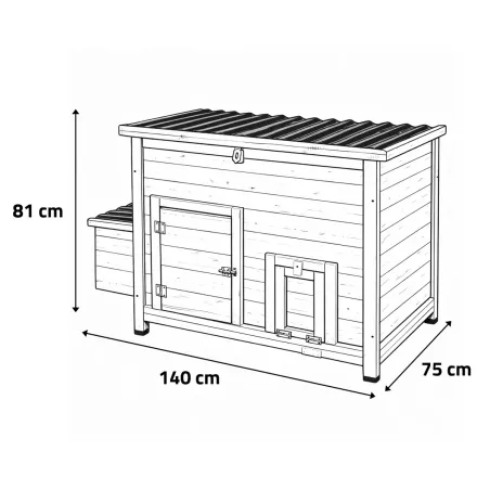 Poulailler Hefa+ 6 poules - Pin traité et toit plastique