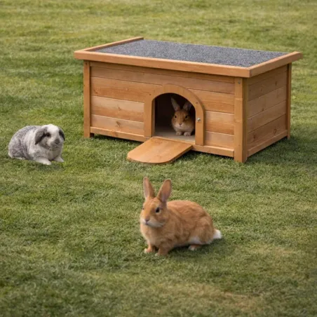 Clapier lapin en épicéa 60x40x40 cm - Naturel