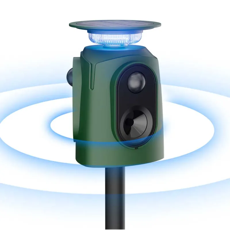 Répulsif solaire ultrasons 360° - Étanche IP65 - Anti-nuisibles